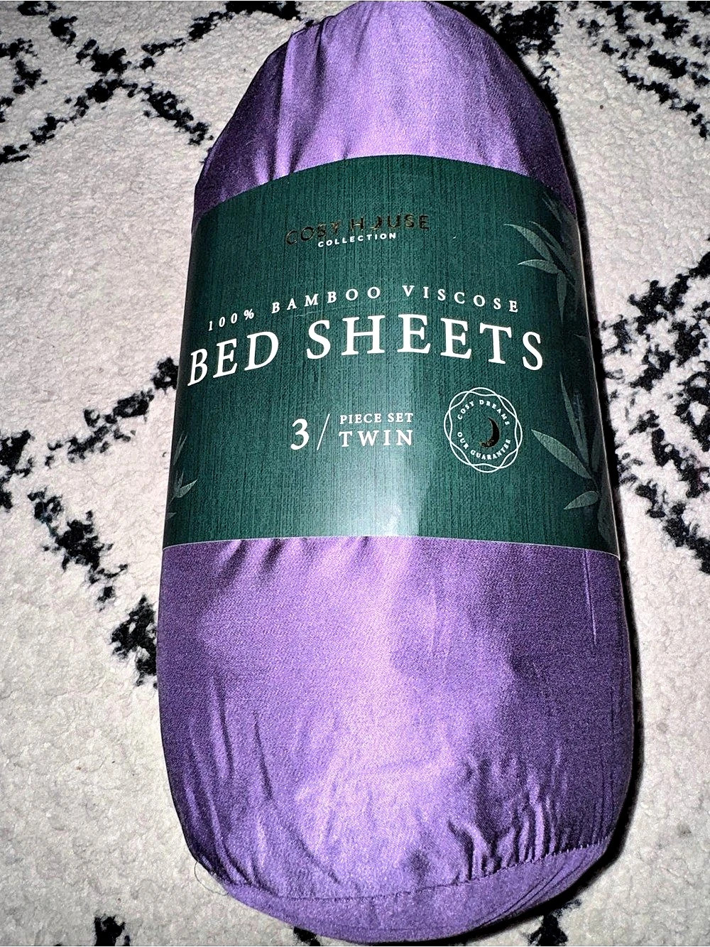 Cosy House Collection Bamboo Viscose Bed Sheets Purple 3-Piece Sheet Set NWT